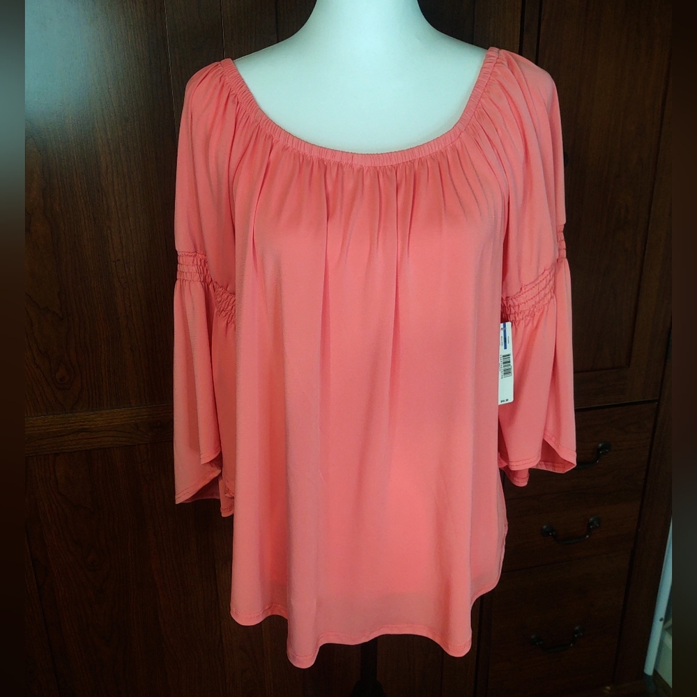 NWT Belk New Directions Blouse Coral Sz PXL
